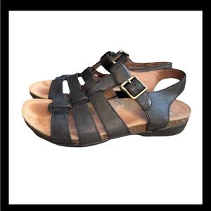 Dansko Roni Black Leather Strappy Sandals Fisherman Womens EU 38 US 8 S4
